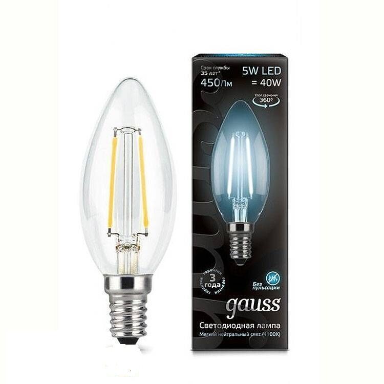 Лампа LED Filament Candle E14 5W 4100K 103801205
